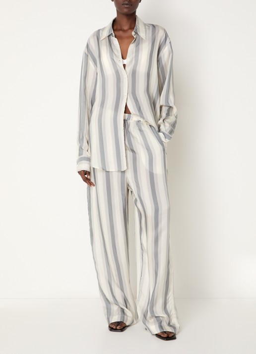 The Frankie Shop Baxter semi-transparante broek met streepprint - voorkant 3 grijs