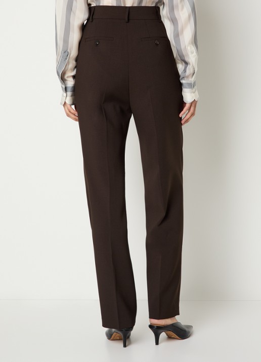 The Frankie Shop Bea high waist straigh fit pantalon met steekzakken  - achterkant 3 donkerbruin