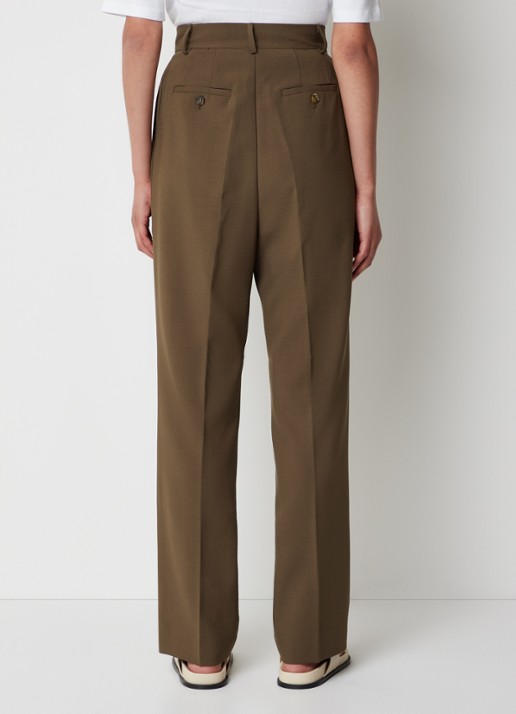 The Frankie Shop Bea high waist straight leg pantalon met steekzakken - achterkant bruin