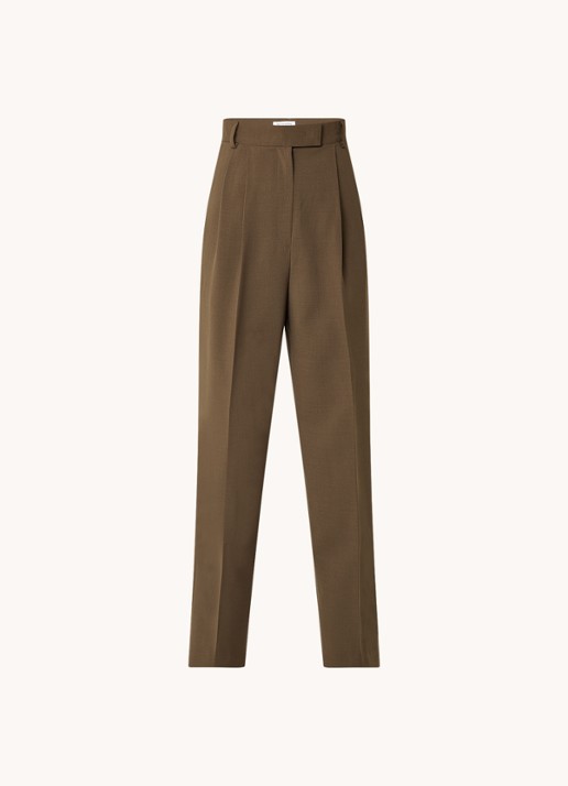 The Frankie Shop Bea high waist straight leg pantalon met steekzakken - voorkant 2 bruin