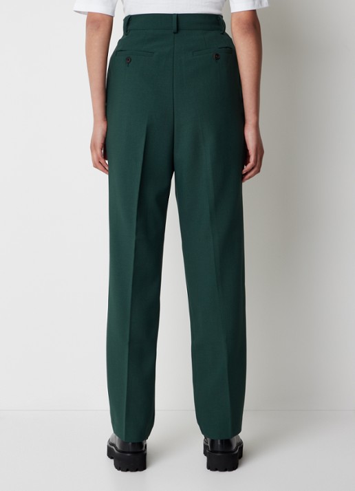 The Frankie Shop Bea high waist straight leg pantalon met steekzakken - achterkant 3 groen