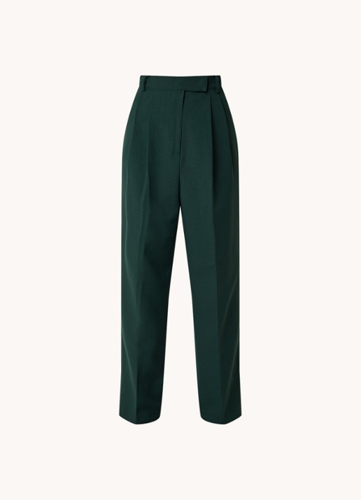The Frankie Shop Bea high waist straight leg pantalon met steekzakken - voorkant groen