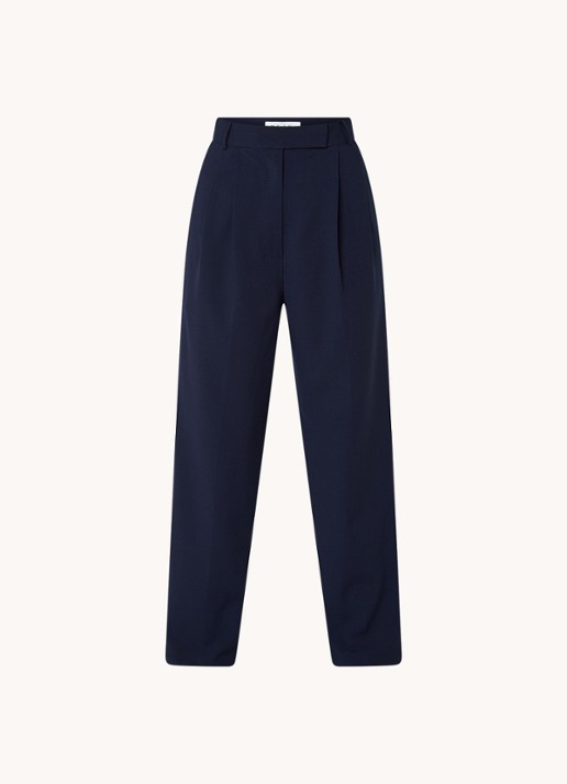 The Frankie Shop Bea high waist straight leg pantalon met steekzakken - voorkant blauw