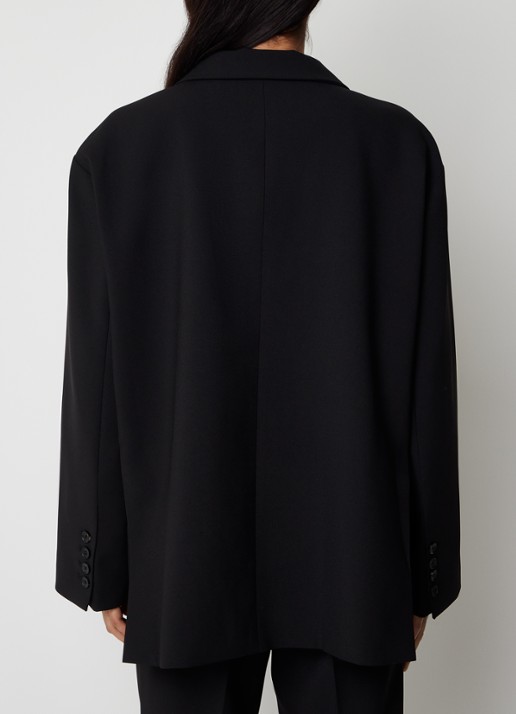 The Frankie Shop Bea oversized blazer met klepzakken - achterkant 4 zwart