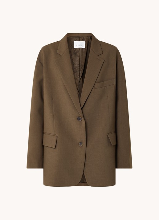 The Frankie Shop Bea oversized blazer met klepzakken - voorkant bruin