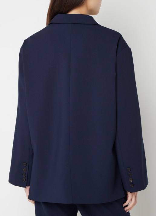 The Frankie Shop Bea oversized blazer met klepzakken - achterkant 4 blauw