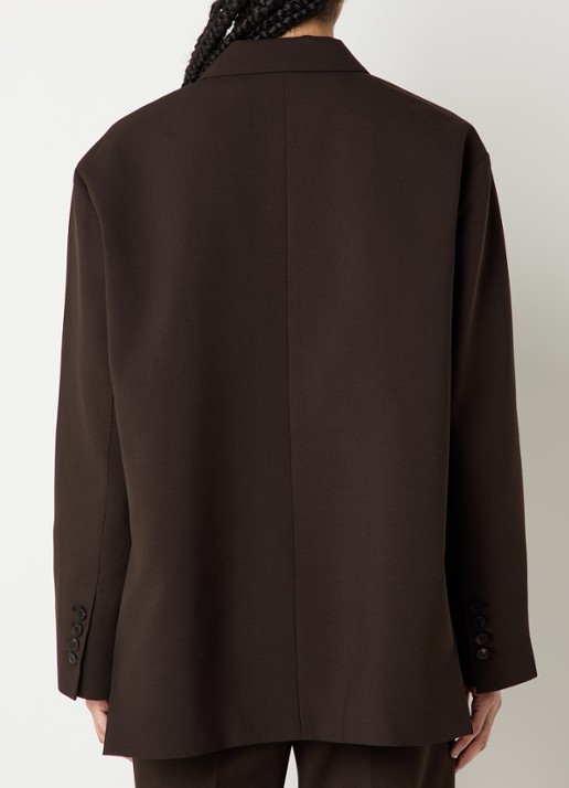 The Frankie Shop Bea oversized blazer met klepzakken  - achterkant 4 donkerbruin