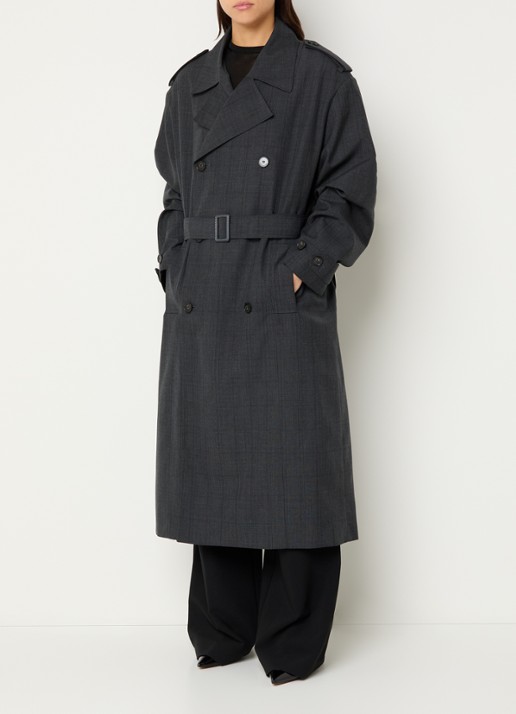 The Frankie Shop Bleecker double-breasted trenchcoat in wolblend met steekzakken