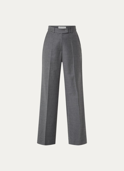 The Frankie Shop Brickell high waist wide fit pantalon in scheerwolblend met steekzakken - voorkant 2 grijsmele