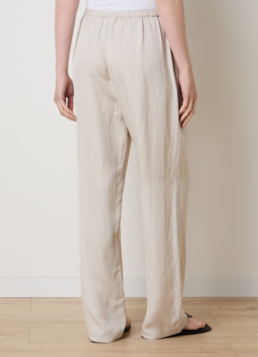 The Frankie Shop Bruna high waist loose fit pantalon in linnenblend - achterkant 3 beige
