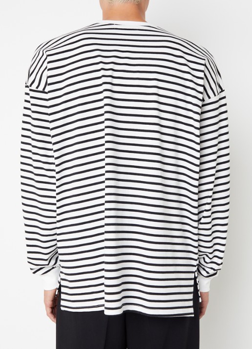The Frankie Shop Cody longsleeve met borstzak en streepprint - achterkant 5 zwart