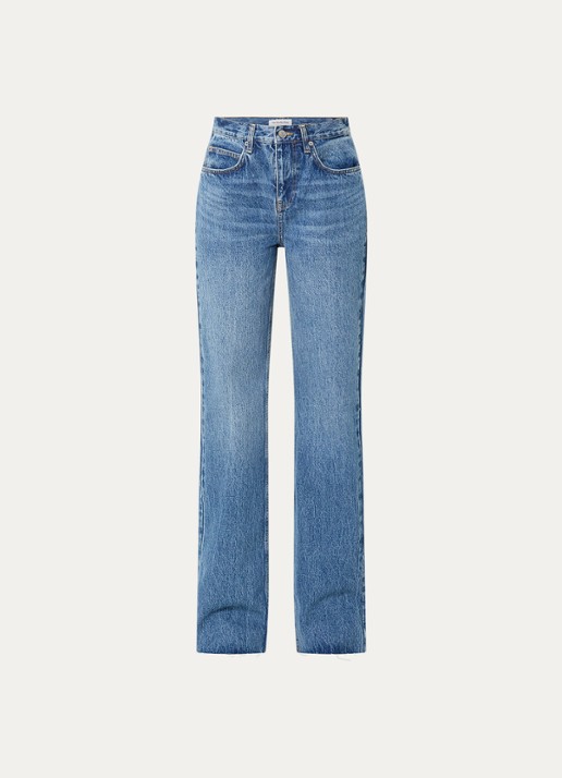 The Frankie Shop Dalston high waist loose fit jeans met lichte wassing - voorkant indigo