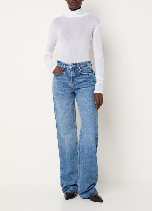 The Frankie Shop Dalston high waist loose fit jeans met lichte wassing - voorkant 2 indigo