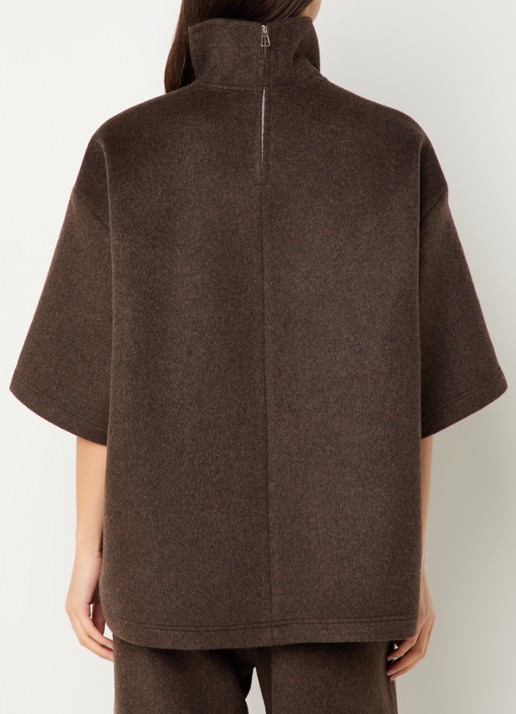 The Frankie Shop Delancey fijngebreide top met halve rits - achterkant bruin