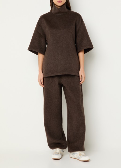 The Frankie Shop Delancey fijngebreide top met halve rits - voorkant 4 bruin