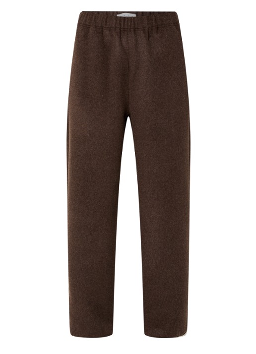 The Frankie Shop Delancey mid waist loose fit joggingbroek in wolblend - voorkant bruin