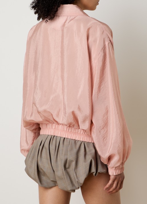 The Frankie Shop Drea semi-transparante bomber jack met steekzakken en glanzende finish - achterkant 3 roze