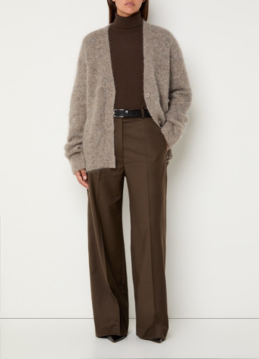 The Frankie Shop Elland oversized grofgebreid vest met gemêleerd dessin - voorkant 3 zand