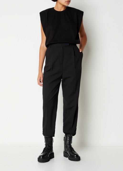 The Frankie Shop Eva top met schoudervulling - voorkant 3 zwart