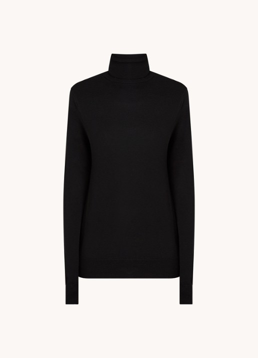 The Frankie Shop Eve fijngebreide coltrui van merino wol - voorkant 3 zwart