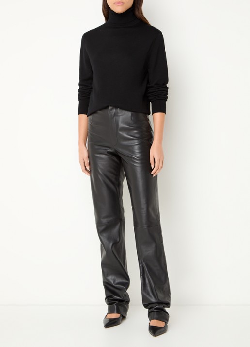 The Frankie Shop Eve fijngebreide coltrui van merino wol - voorkant 4 zwart