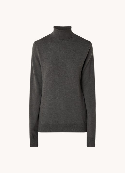 The Frankie Shop Eve fijngebreide coltrui van merino wol - voorkant 2 olijfgroen