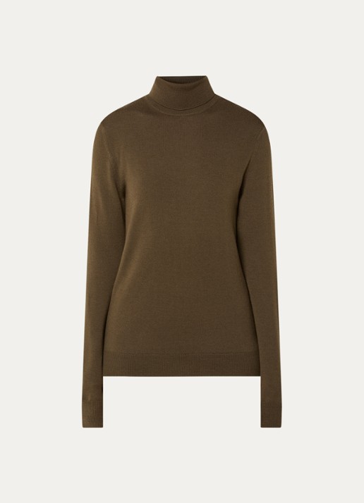 The Frankie Shop Eve fijngebreide trui van merino wol met col - voorkant 2 mosgroen