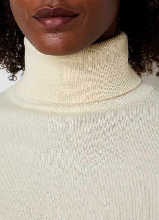 The Frankie Shop Eve Thin fijngebreide coltrui van merino wol - detail 3 lichtgeel