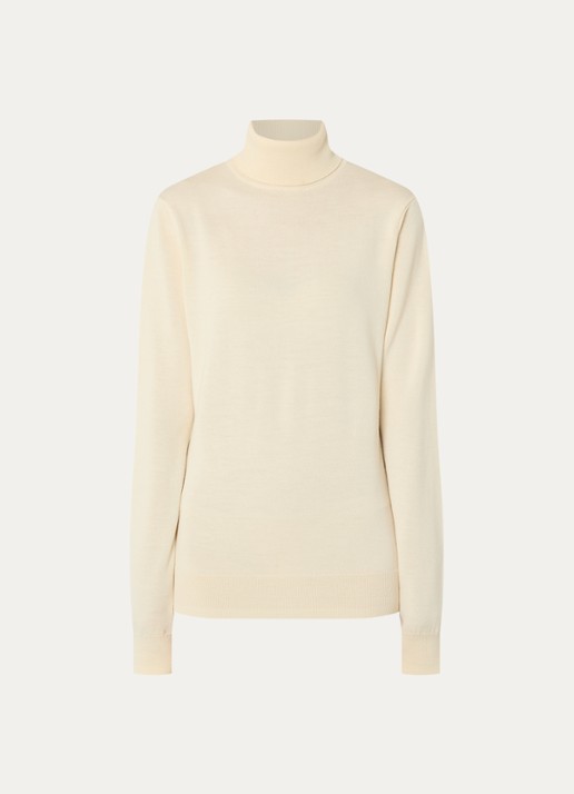 The Frankie Shop Eve Thin fijngebreide coltrui van merino wol - voorkant geel