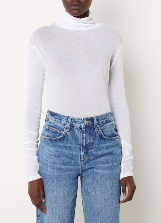 The Frankie Shop Evren semi-transparante top met col