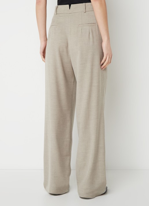 The Frankie Shop Gelso high waist straight fit pantalon in wolblend - achterkant 3 taupe