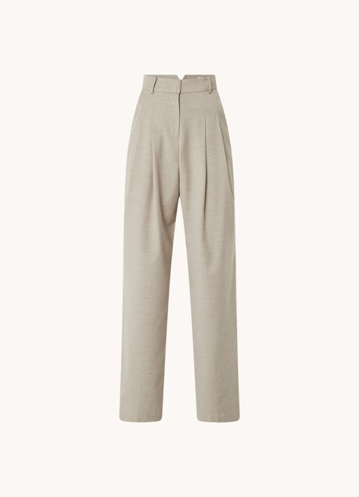 The Frankie Shop Gelso high waist straight fit pantalon in wolblend - voorkant taupe