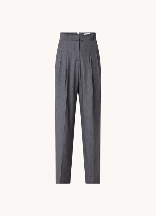 The Frankie Shop Gelso high waist straight fit pantalon in wolblend - voorkant grijs