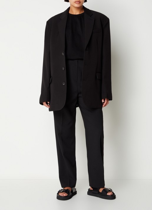The Frankie Shop Gelso oversized blazer met klepzakken  - voorkant 4 zwart