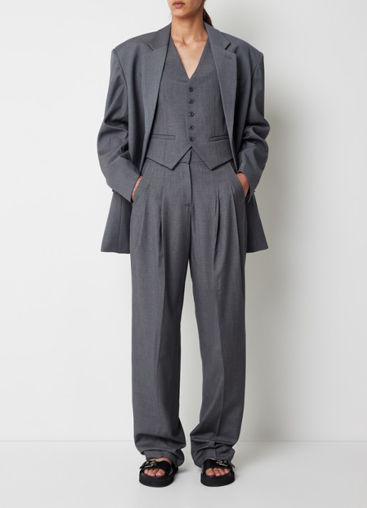 The Frankie Shop Gelso oversized blazer met klepzakken  - voorkant 3 grijs