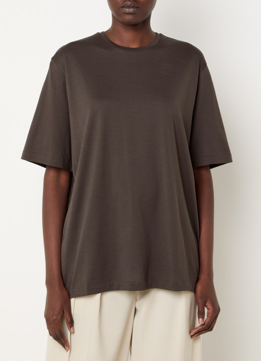 The Frankie Shop Harper T-shirt met ronde hals - detail 2 donkerbruin
