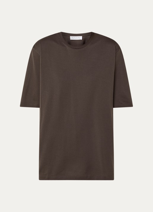 The Frankie Shop Harper T-shirt met ronde hals - voorkant 3 donkerbruin