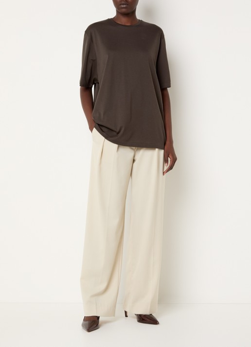 The Frankie Shop Harper T-shirt met ronde hals - voorkant 4 donkerbruin