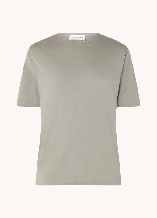 The Frankie Shop Harper T-shirt van  katoen - voorkant 2 olijfgroen