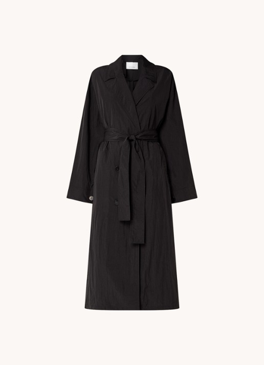 The Frankie Shop Jude double-breasted trenchcoat met strikceintuur - voorkant 2 zwart