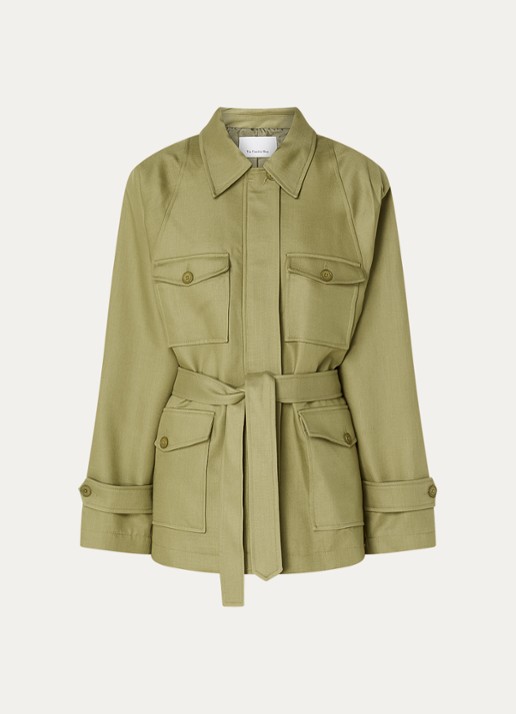 The Frankie Shop Kelia jack met ceintuur en klepzakken - voorkant 3 bronsgroen