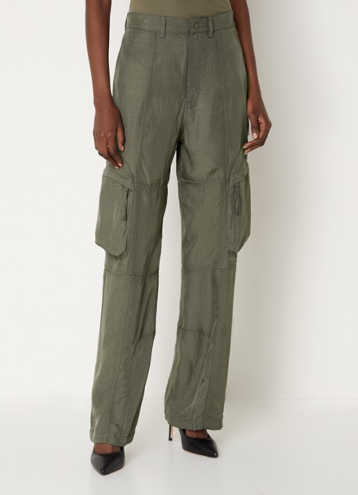 The Frankie Shop Kelly high waist loose fit cargobroek met ritszakken