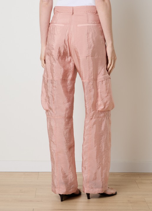 The Frankie Shop Kelly high waist straight fit broek met steekzakken - achterkant roze