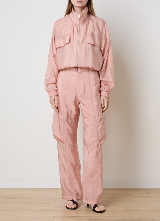 The Frankie Shop Kelly high waist straight fit broek met steekzakken - voorkant 3 roze