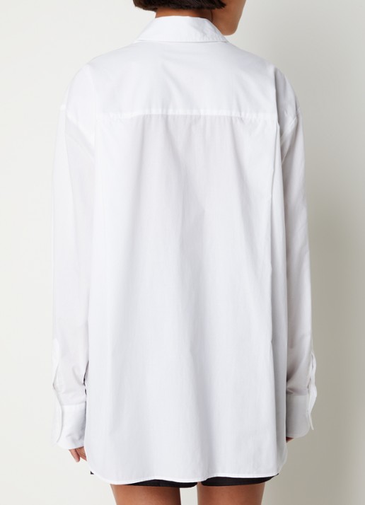 The Frankie Shop  Lui oversized blouse met borstzak  - achterkant wit