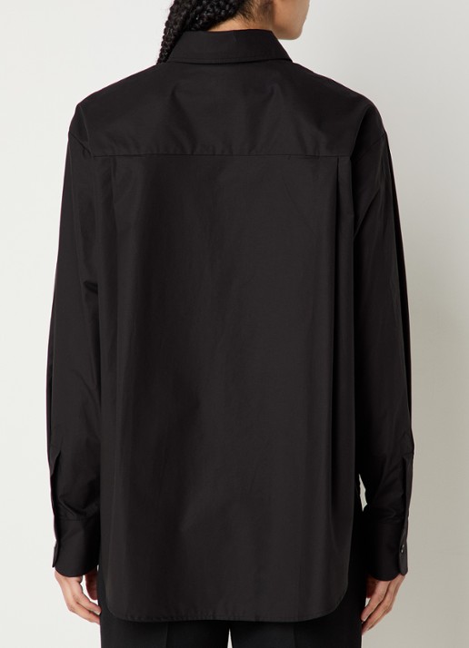 The Frankie Shop  Lui oversized blouse met borstzak  - achterkant zwart