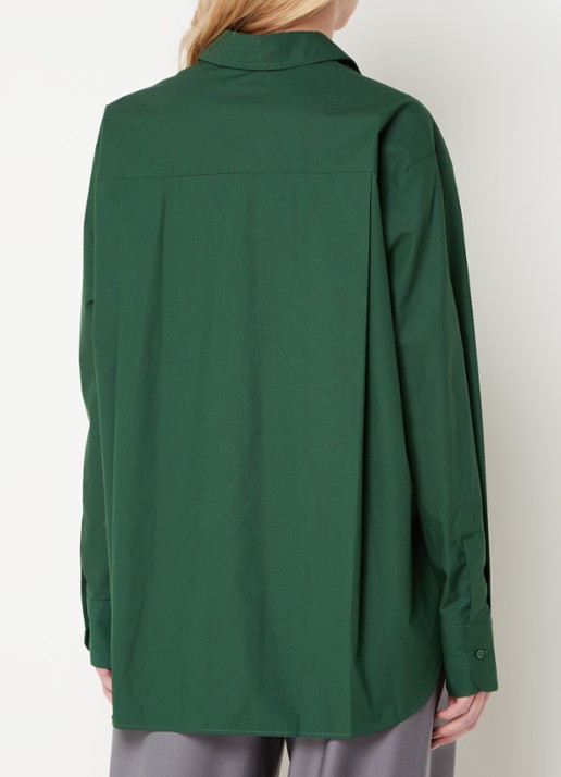 The Frankie Shop  Lui oversized blouse met borstzak  - achterkant 3 groen