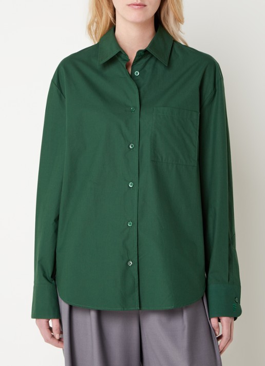 The Frankie Shop  Lui oversized blouse met borstzak  - detail 4 groen