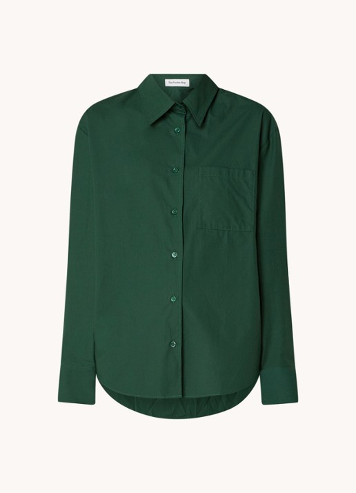 The Frankie Shop  Lui oversized blouse met borstzak  - voorkant groen