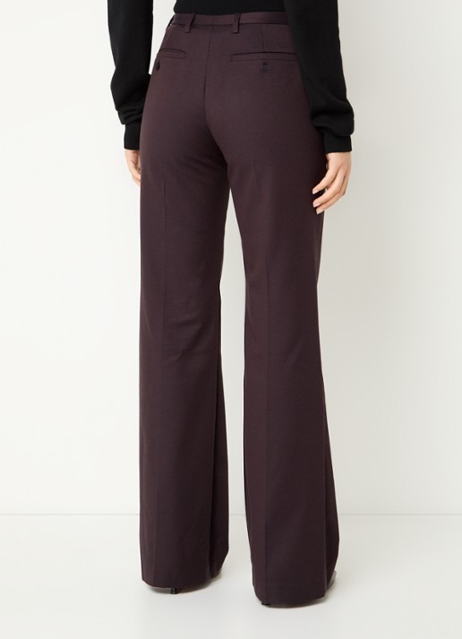 The Frankie Shop Lyra mid waist flared fit pantalon in wolblend - achterkant aubergine